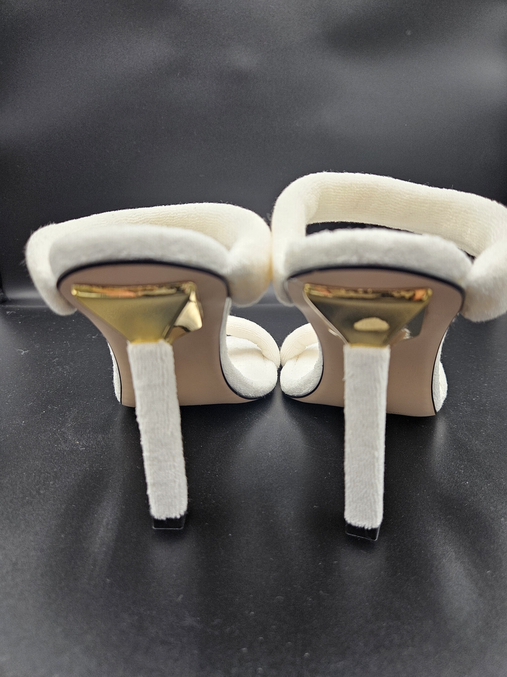 Good American White Terry Heeled Sandals Size 8 Square Toe Mule NWT - Picture 6 of 10